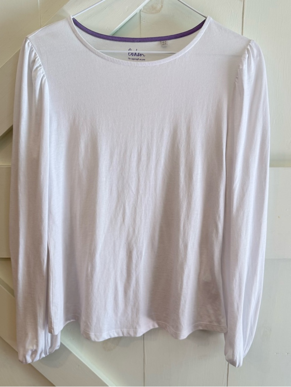 Boden Women’s‎ White Long Sleeve Puff Sleeve Tee Size US 4 Soft Stretch Top